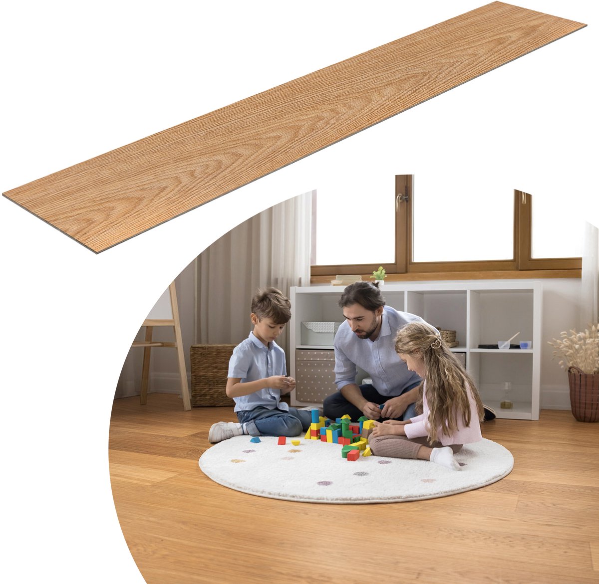Froadp 10 m² PVC-vloerbedekking in natuurlijke houtkleur tegels Vinylvloer kliksysteem Vinyl vloerbedekking met houteffect voor vloerverwarming 72 tegels