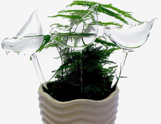 Glass Watering Globe Zelfbewaterende spikes - verpakking van 3 plantenbewateringslampen - vogelvorm zelfbewatering voor binnen- en buitenplanten van Relaxdays — afbeelding 4
