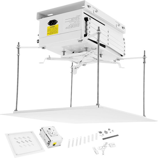 Gemotoriseerde projectorlift wit 1m uitschuifbaar, beamerhouder voor thuisbioscoop en vergaderruimte, onzichtbaar