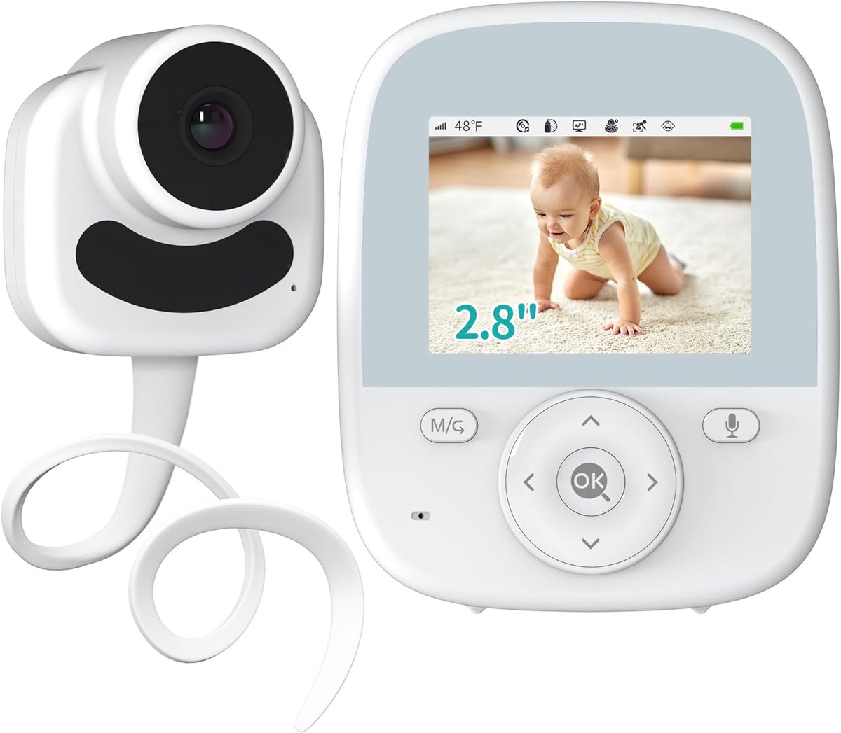 Babyfoon met camera - Kindermonitor - Baby in de gaten - Geen wifi nodig - 2.8 inch scherm - Wit