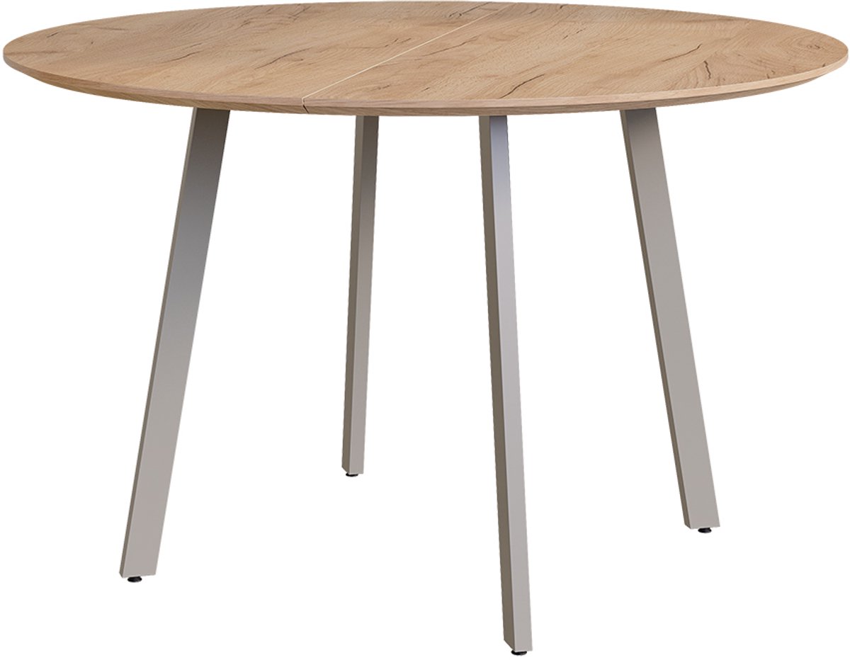 Vicco Halvar Eettafel – 120 x 120 cm Grijs Grijs/Goudkleurig Eiken
