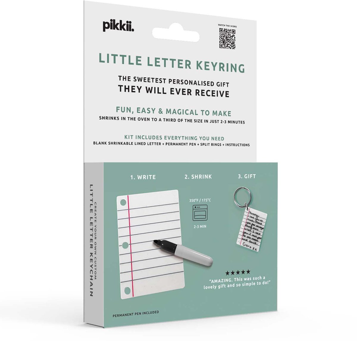 pikkii Little Letter Shrink Keyring Kit – DIY Letter Sleutelhanger van Krimpfolie | Creatief Knutselpakket 9.5 x 12.2 x 0.01 cm 25gr