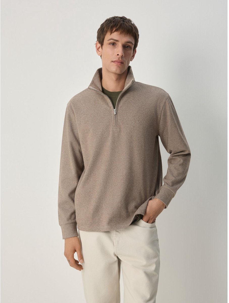 Next - Heren - Long Sleeve Quarter Zip Jumper - Bruin