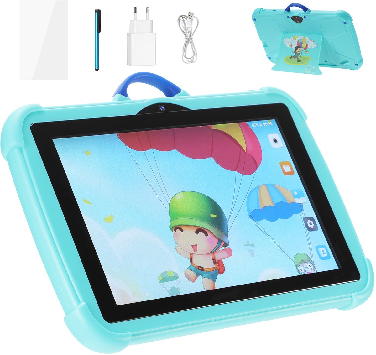 Kindertablet 7 inch – 3GB RAM + 32GB ROM – Educatieve Tablet voor Kinderen met Hoesje – Dubbele Camera (0.3MP + 0.3MP) – EU-stekker