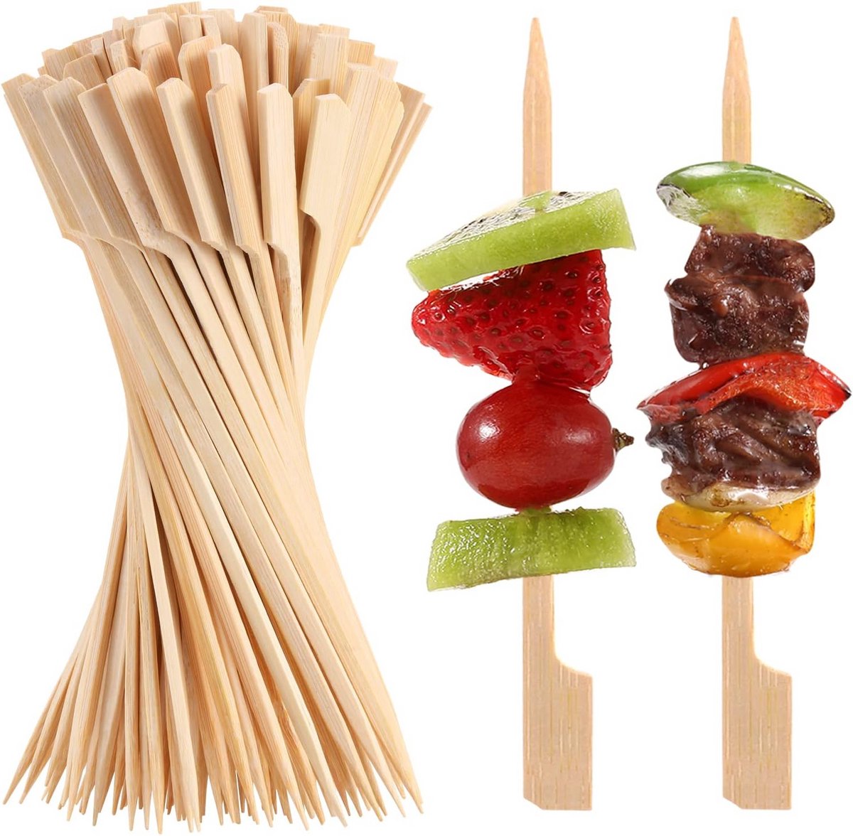200 Houten Spiesjes voor Fingerfood en Snacks - 9 cm Bamboe Spiesen