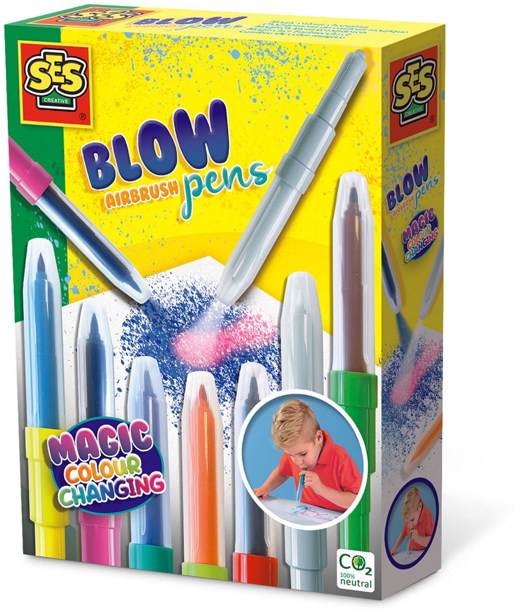 SES Creative - Blow airbrush pens - Magisch kleurveranderen - tweekleurige blaasstiften - goed uitwasbaar - met kleur veranderende blaasstift — afbeelding 8