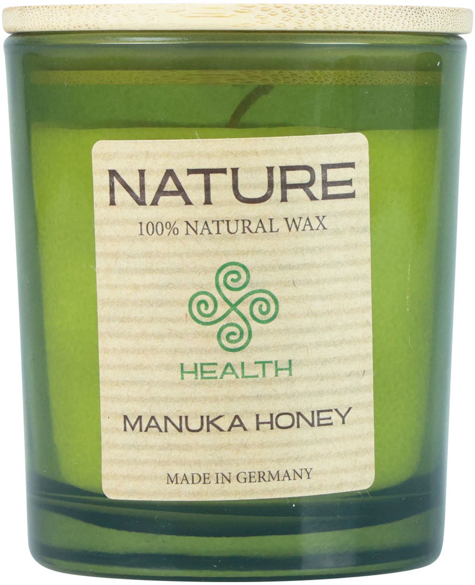 Geurkaars in een glazen natuurlijke waskaars Manuka Honing 85×70mm
