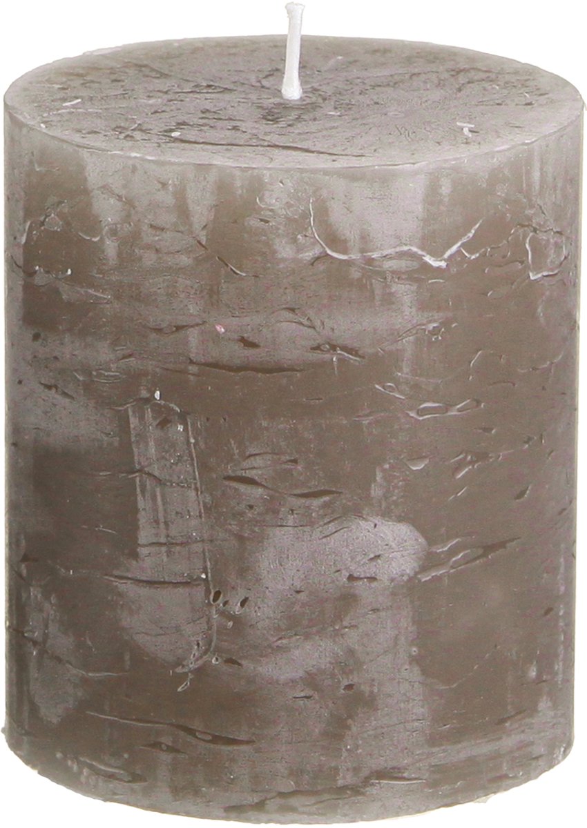 Viana Rustieke, effen bruine pilaarkaarsen, 70x80mm, set van 4; hoogwaardige