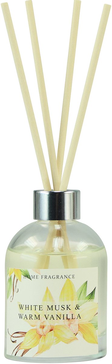 Geurstokjes kamergeurglas vanille witte muskus 100ml