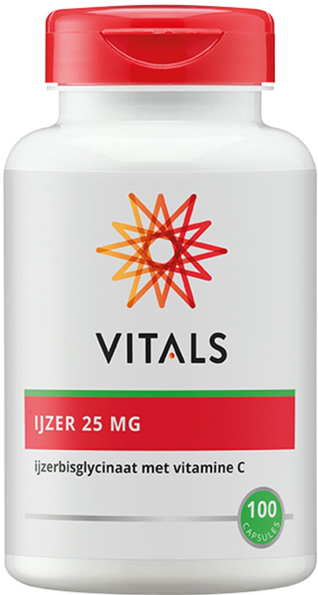 Vitals - IJzer 25 mg met Vitamine C - 2 x 100 capsules - Voordeelverpakking