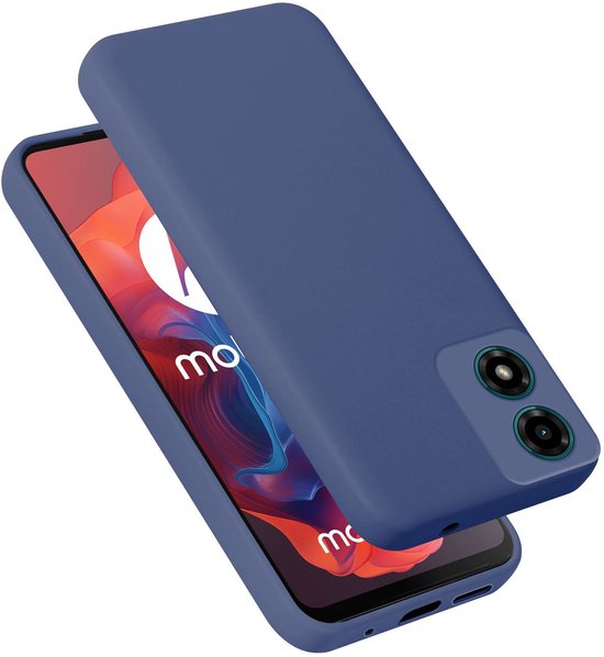 Coque Cadorabo bleu foncé, arrière visible, pour Motorola Moto G04.