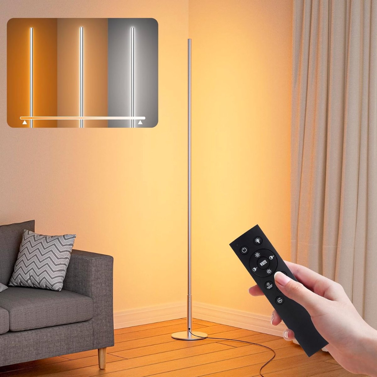 CLVP® Stalamp LED - Vloerlamp Woonkamer - Hoeklamp - Sfeerlamp Slaapkamer - Zilver
