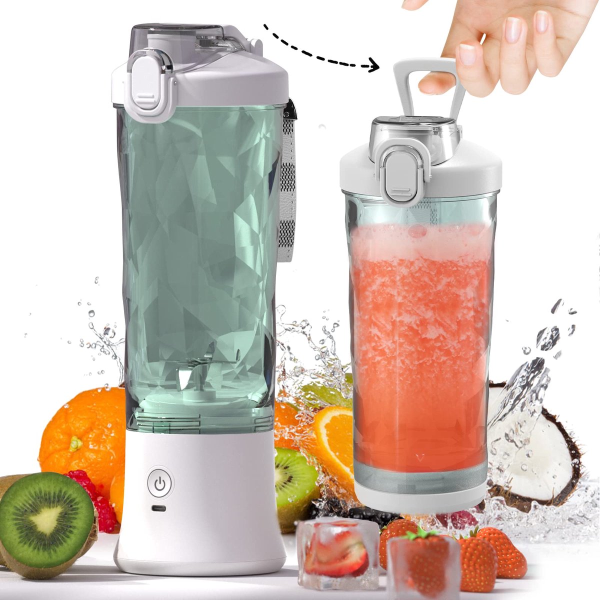 Dreamhigh® Portable Blender 600ml- Mini Smoothie Maker met 6 RVS Messen - 4000 mAh Mini Blender To Go - Mixer Die 25 Glazen Sap Kan Persen Voor Kantoor - Kamperen En Reizen