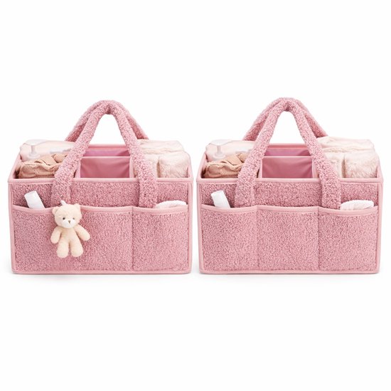 Vavida - Commodemandje - Roze - Teddy - 40 x 26 x 17 cm - Babykamer - Baby - Commode - Mandje — afbeelding 3