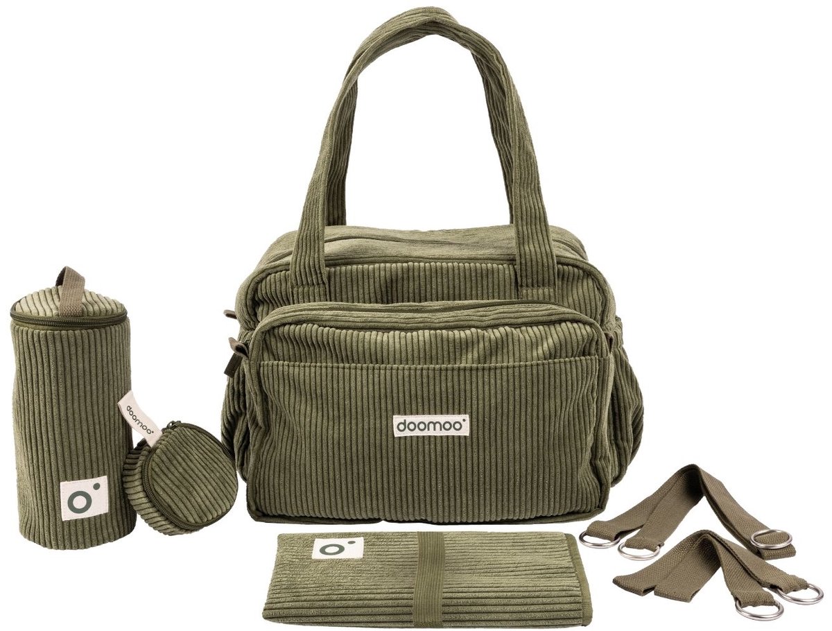 doomoo Fluffy - Luiertas - Zacht en ruim - Multifunctioneel - Comfortabel - Corduroy Kaki