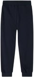 Donkerblauwe joggingbroek met elastische tailleband en boorden.