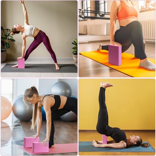 Yoga Blok Set van 2 Roze Pilatesblok van Schuim - Yogablokken Antislip Ondersteuning voor Yoga Pilates en Stretch - Pilatesblok Lichtgewicht Yoga Blokken voor Balans en Stabiliteit — afbeelding 5