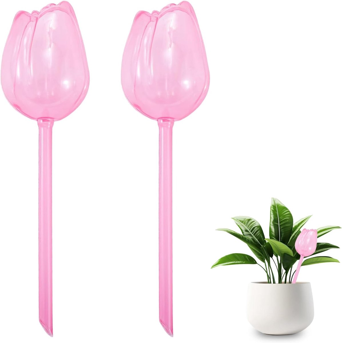 Gieter - Creatieve Bloemvormige Zelfbewateringsbollen - 24,5x6,5 cm PVC Automatische Druppelirrigatie voor Planten - Ideaal voor Vakantie - Set van 2 Stuks - Donkerroze