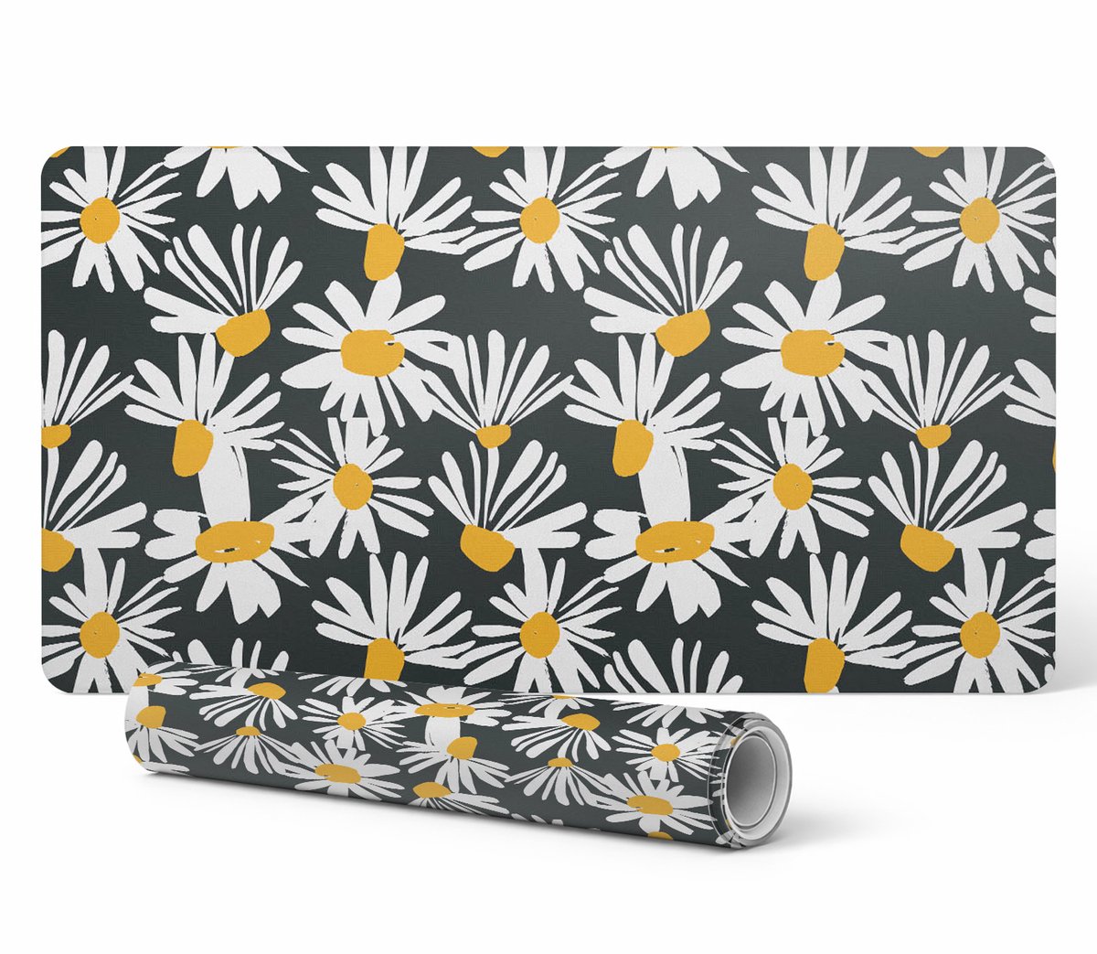 Gaming muis- en toetsenbordmat, retro bloemenpatroon, 100x50 cm