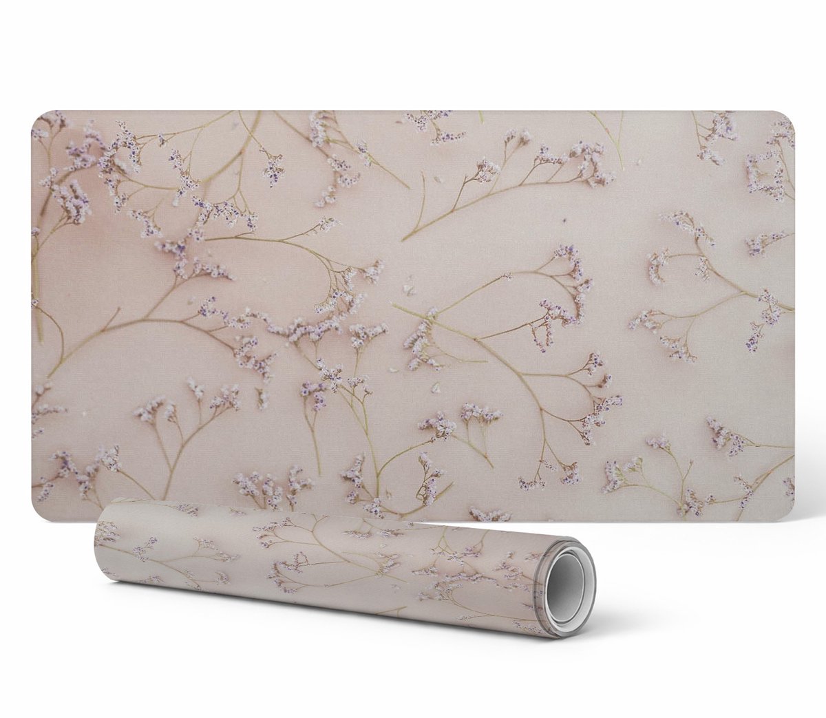 Decoratieve laptopmat met delicate bloemen op een achtergrond, 90x45 cm