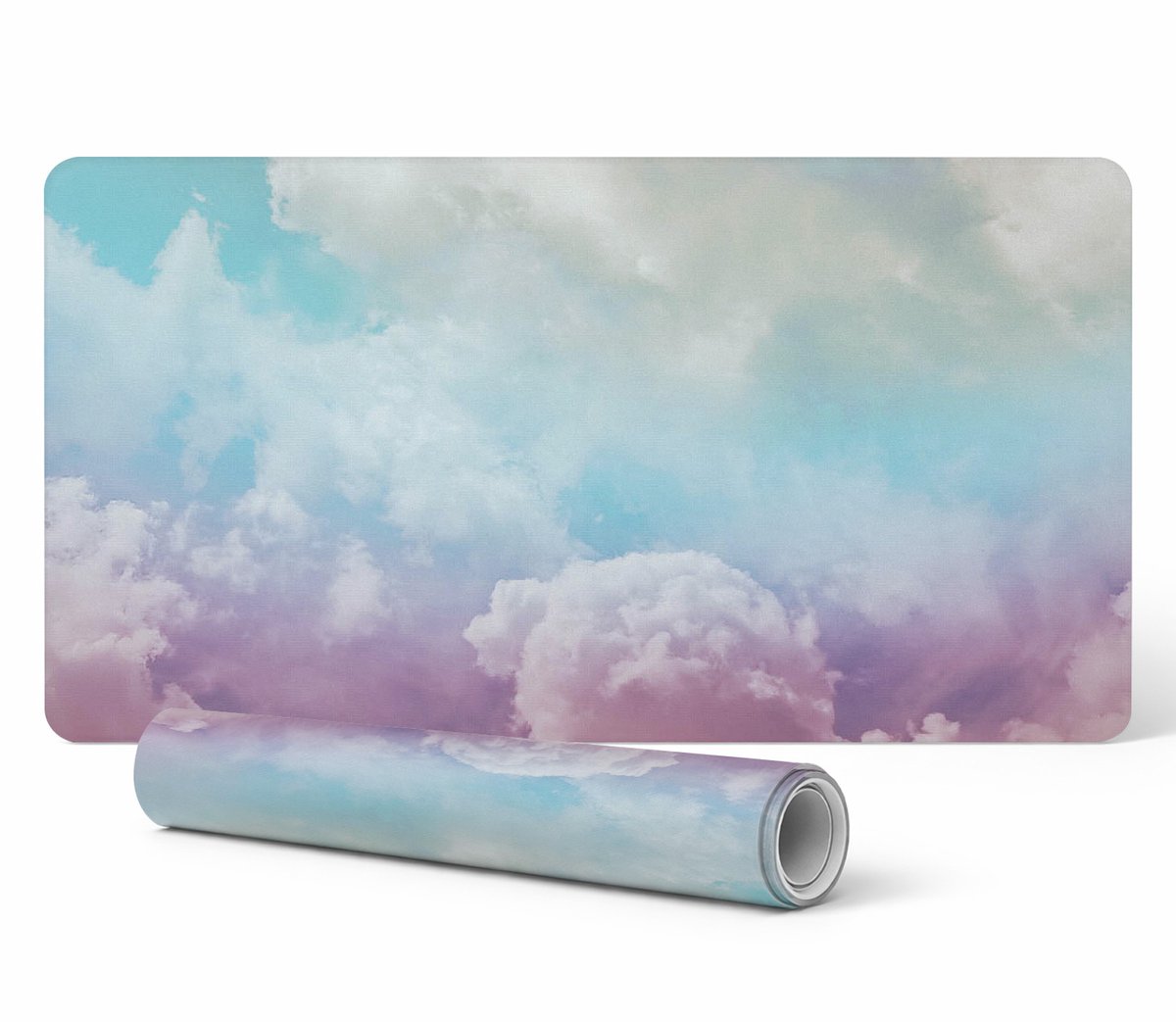 Antislip gamingmuismat met pastelkleurige wolken, 100x50 cm