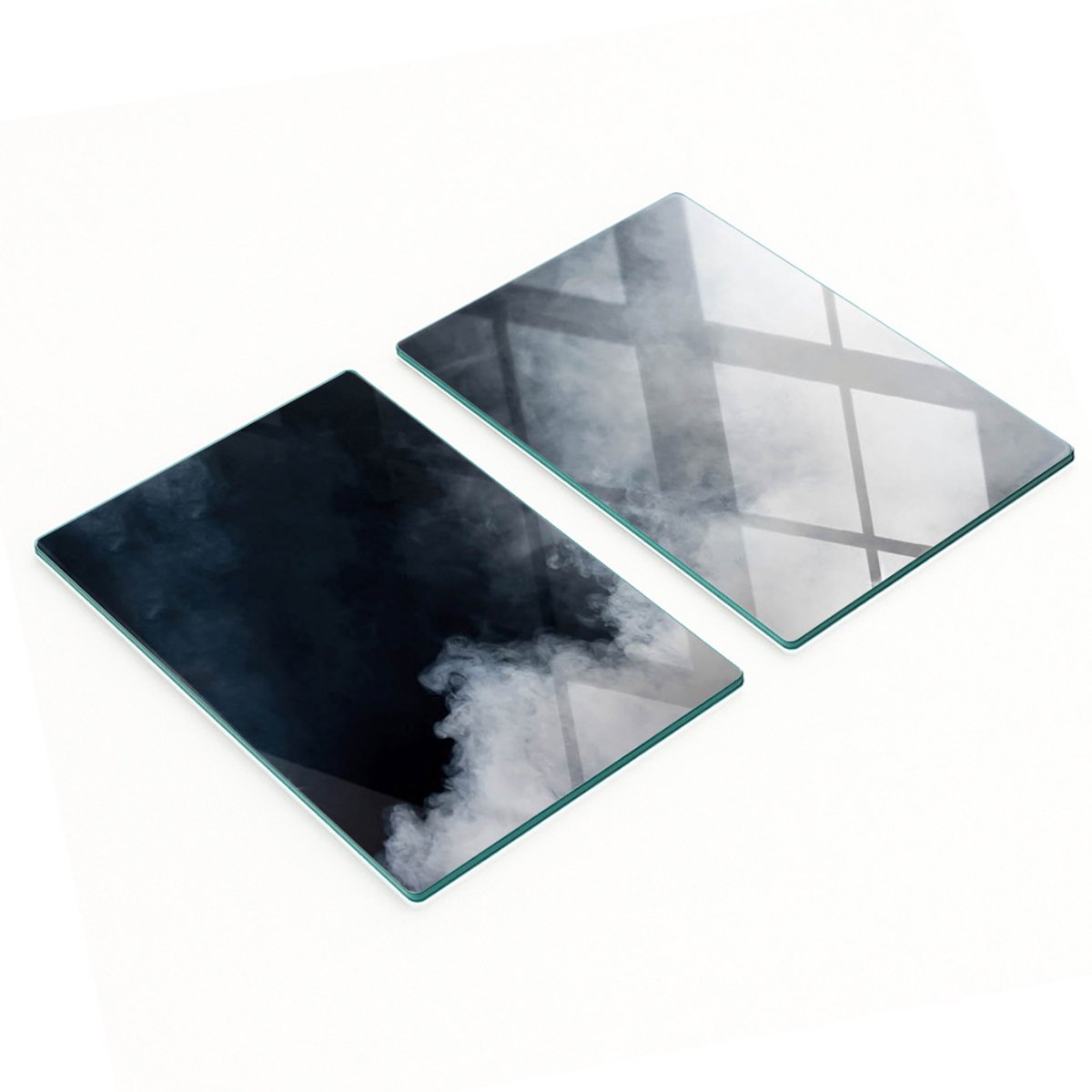 Multifunctionele decoratieve glazen borden met print, wit rookgrijs, 2x40x52 cm