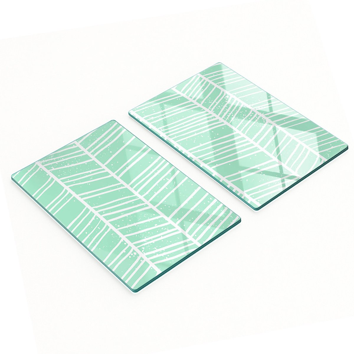 Decoratieve glazen snij- en serveerplanken met visgraatpatroon, 2x40x52 cm