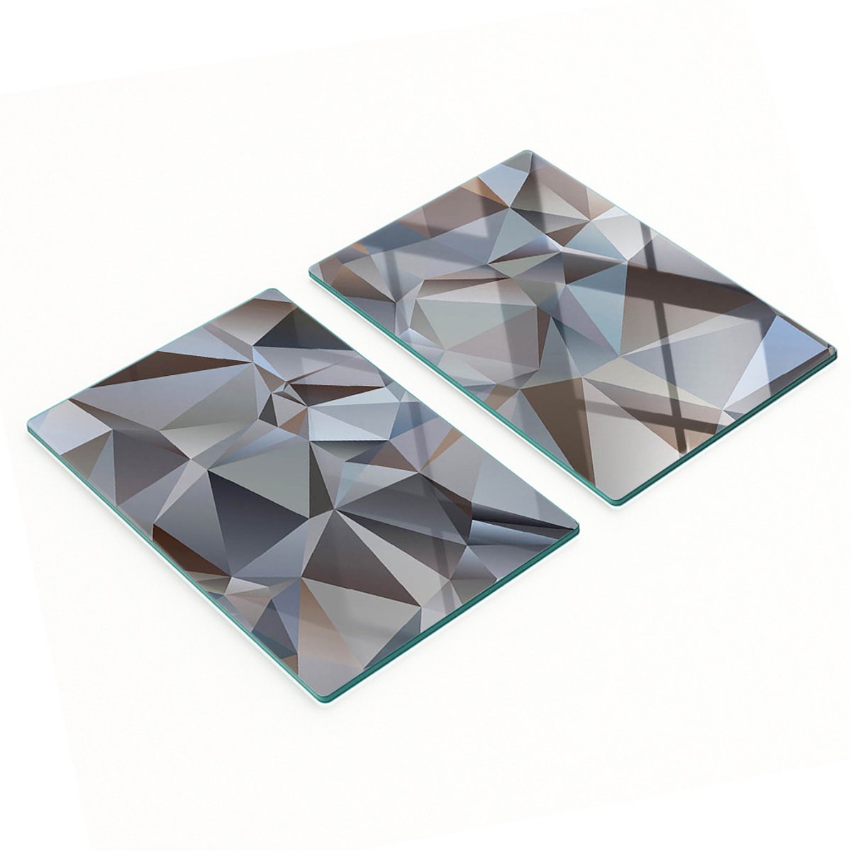 Glazen serveerplanken voor snacks, abstracte driehoeken, 2x40x52 cm