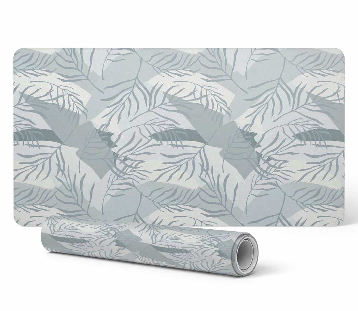 Designer beschermmat voor laptop met bladeren in pastelkleuren, 90x45 cm