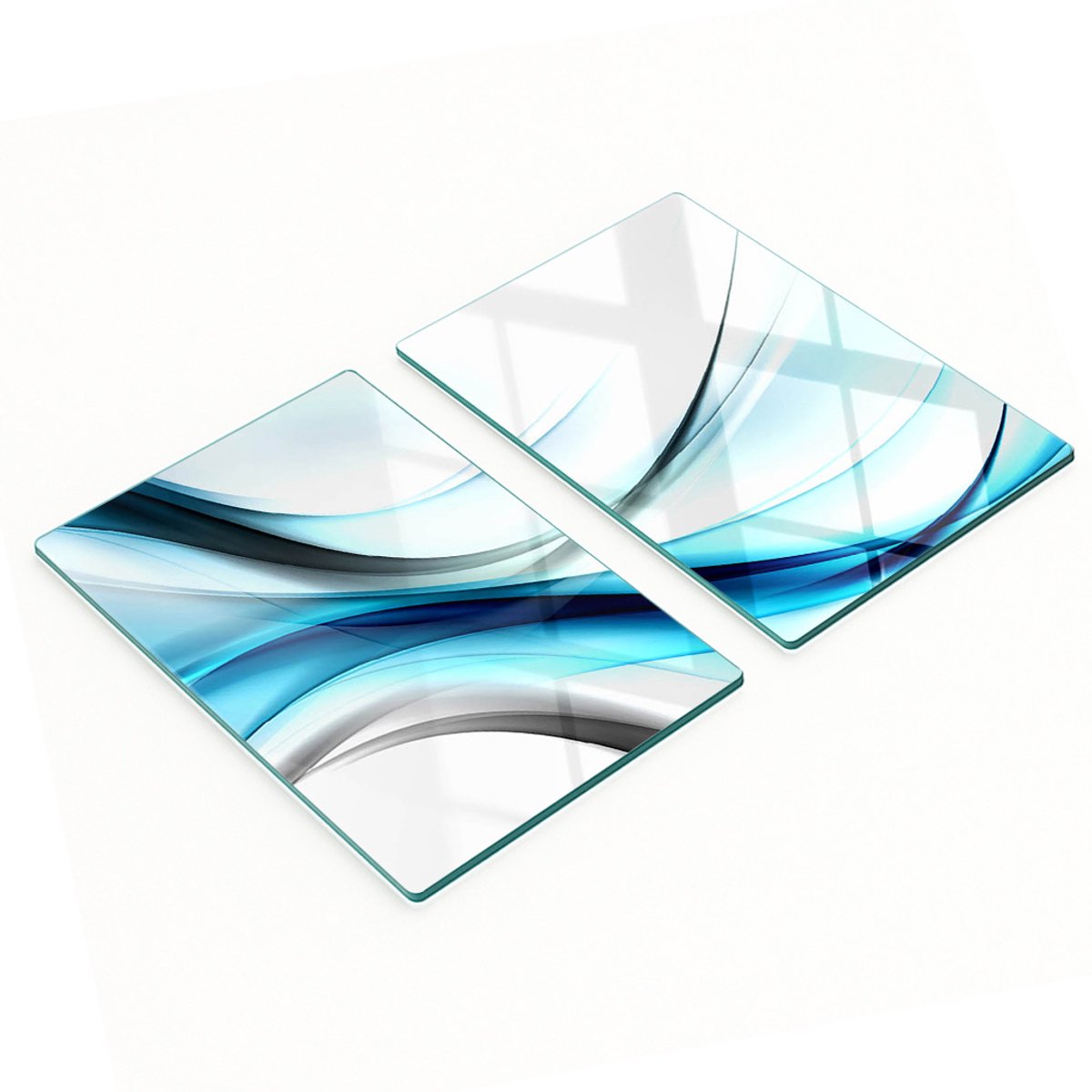 Keukenplanken van gehard glas met abstracte golfmotieven, 2x40x52 cm
