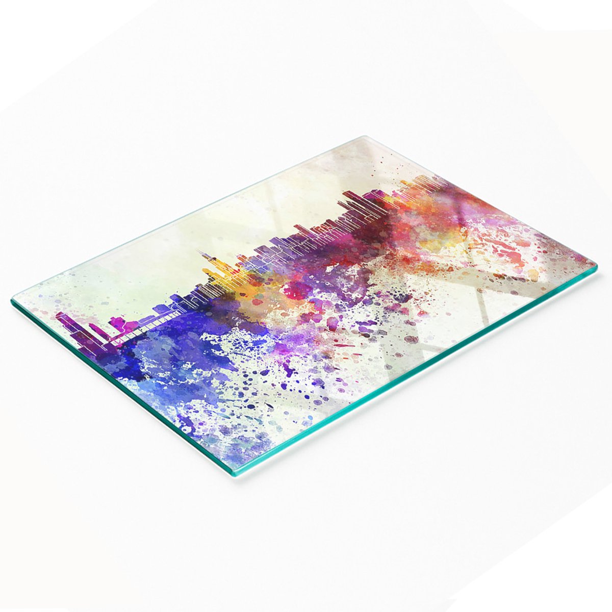 Keuken serveerplank van gehard glas met Chicago-afbeeldingen, 80x52 cm