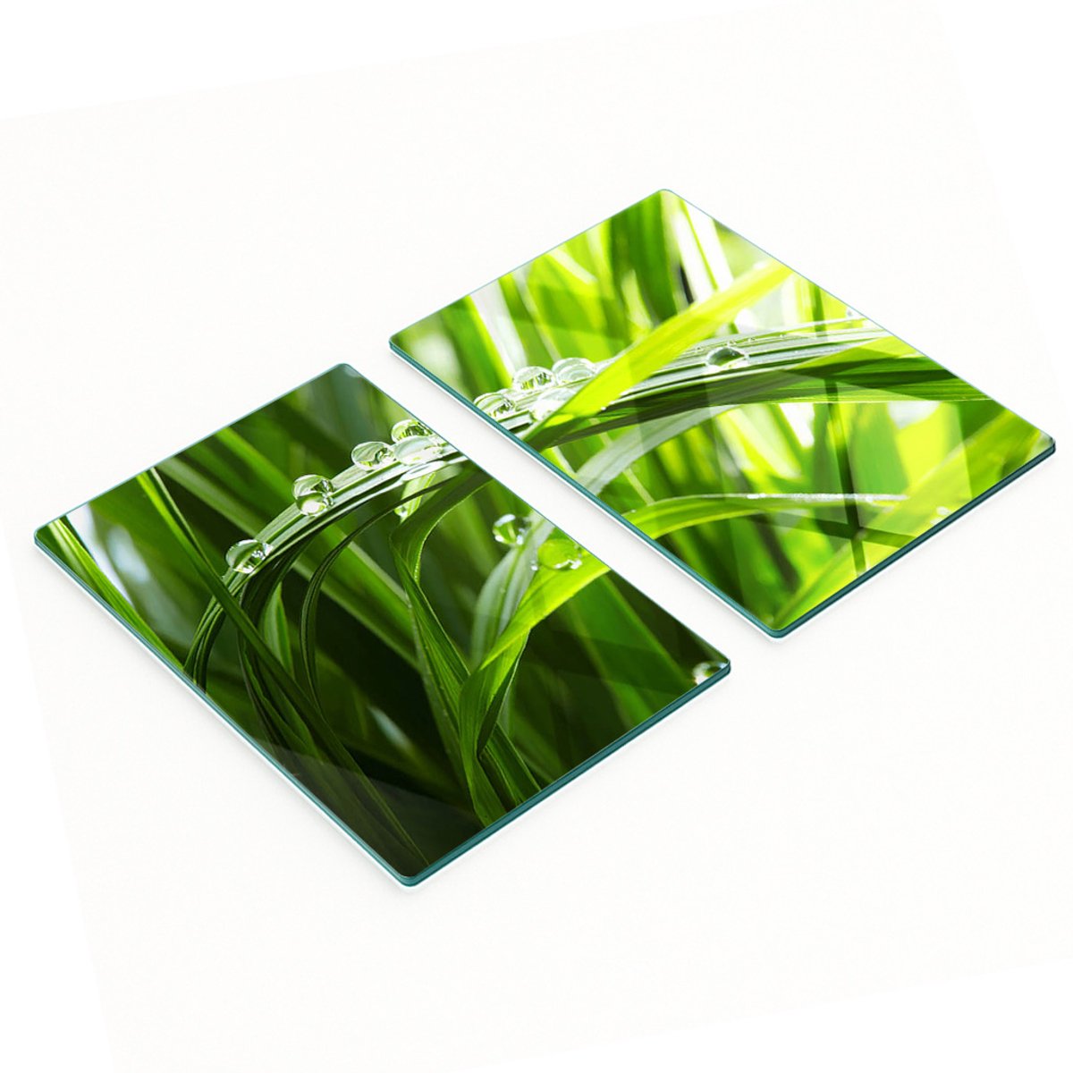 Geharde multifunctionele decoratieve glazen platen met grasmotief, 2x40x52 cm