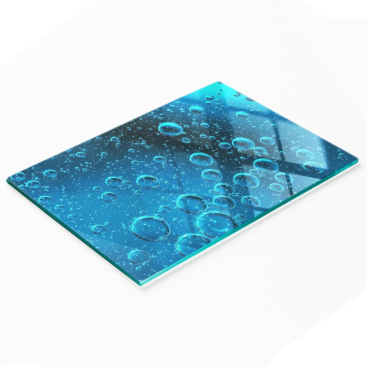 Keukenplank van gehard glas met decoratieve waterbellenprint, 80x52 cm