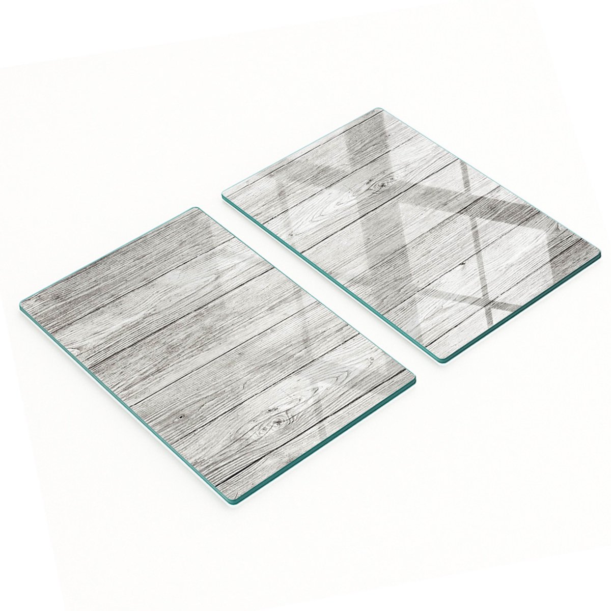Set van gehard glazen keukenplanken met houtnerfpatroon, 2x40x52 cm