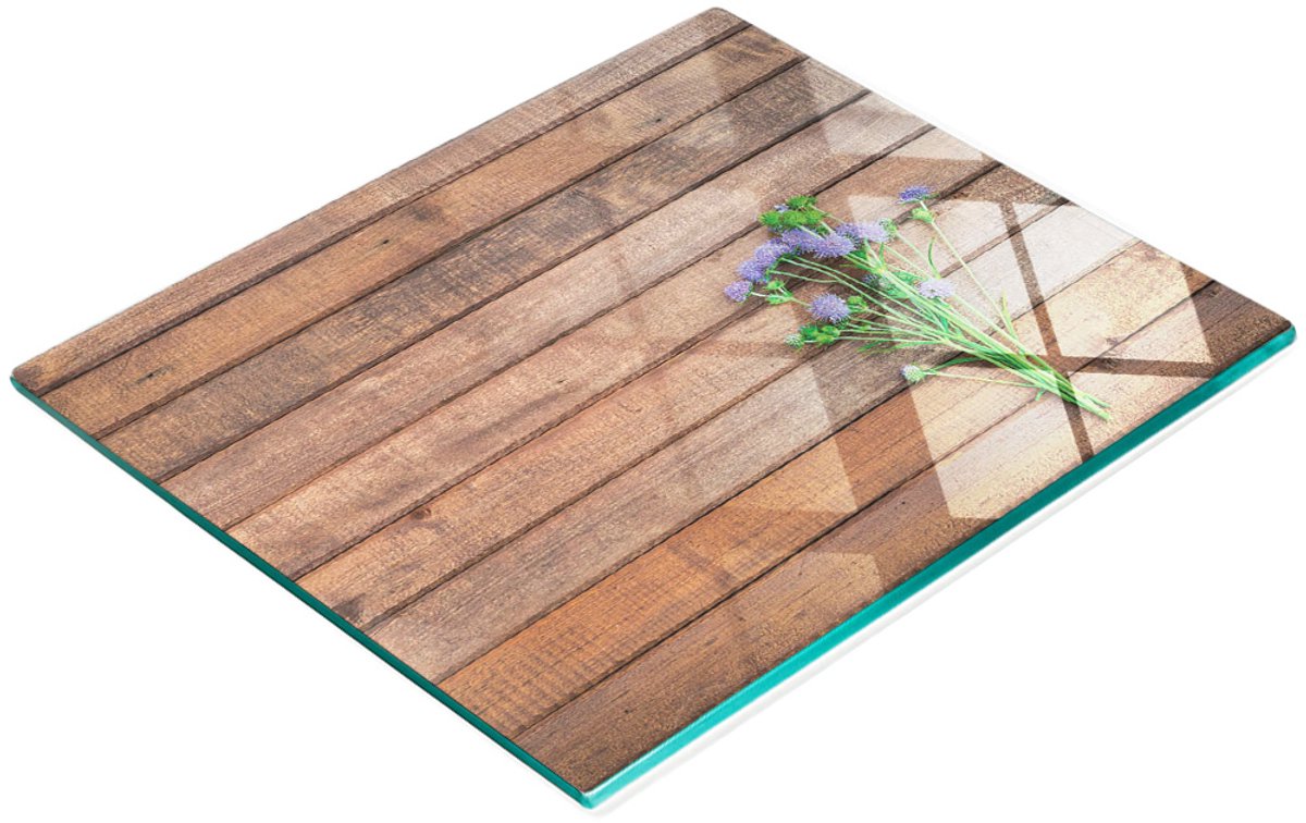 Duurzame en stijlvolle glazen snijplank met een bloemenpatroon, 60x52 cm
