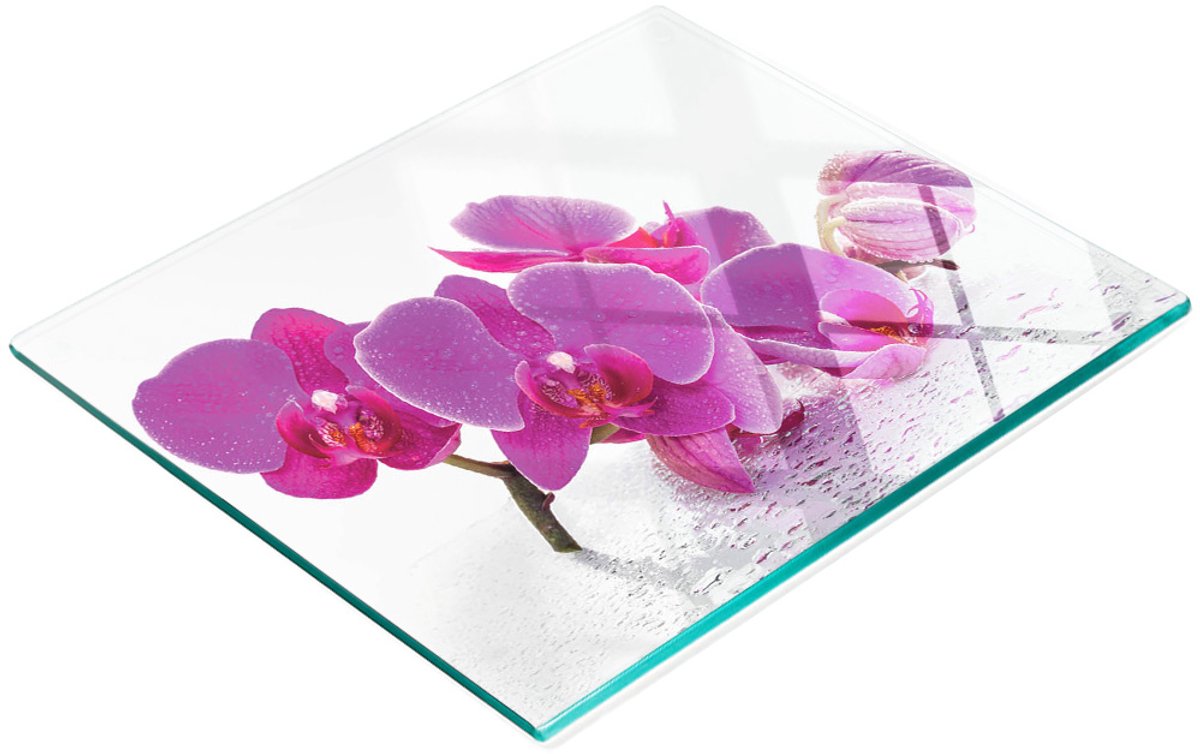 Decoratieve glazen snijplank voor in de keuken, roze orchidee, 60x52 cm