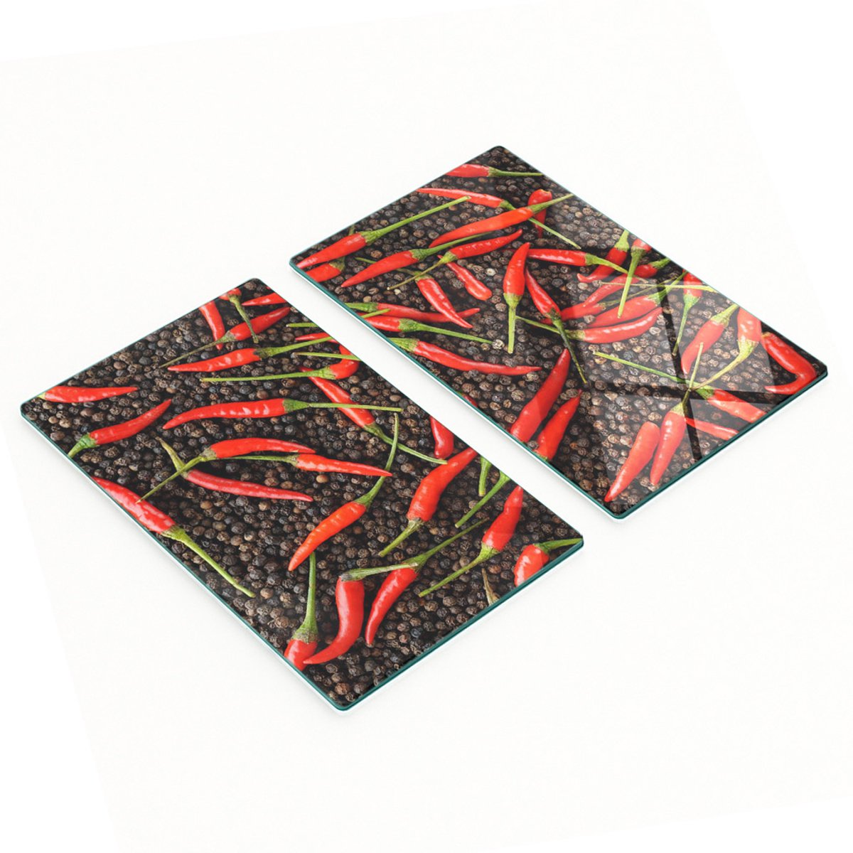 Glazen snijplanken met chilipepermotief, 2x30x52 cm