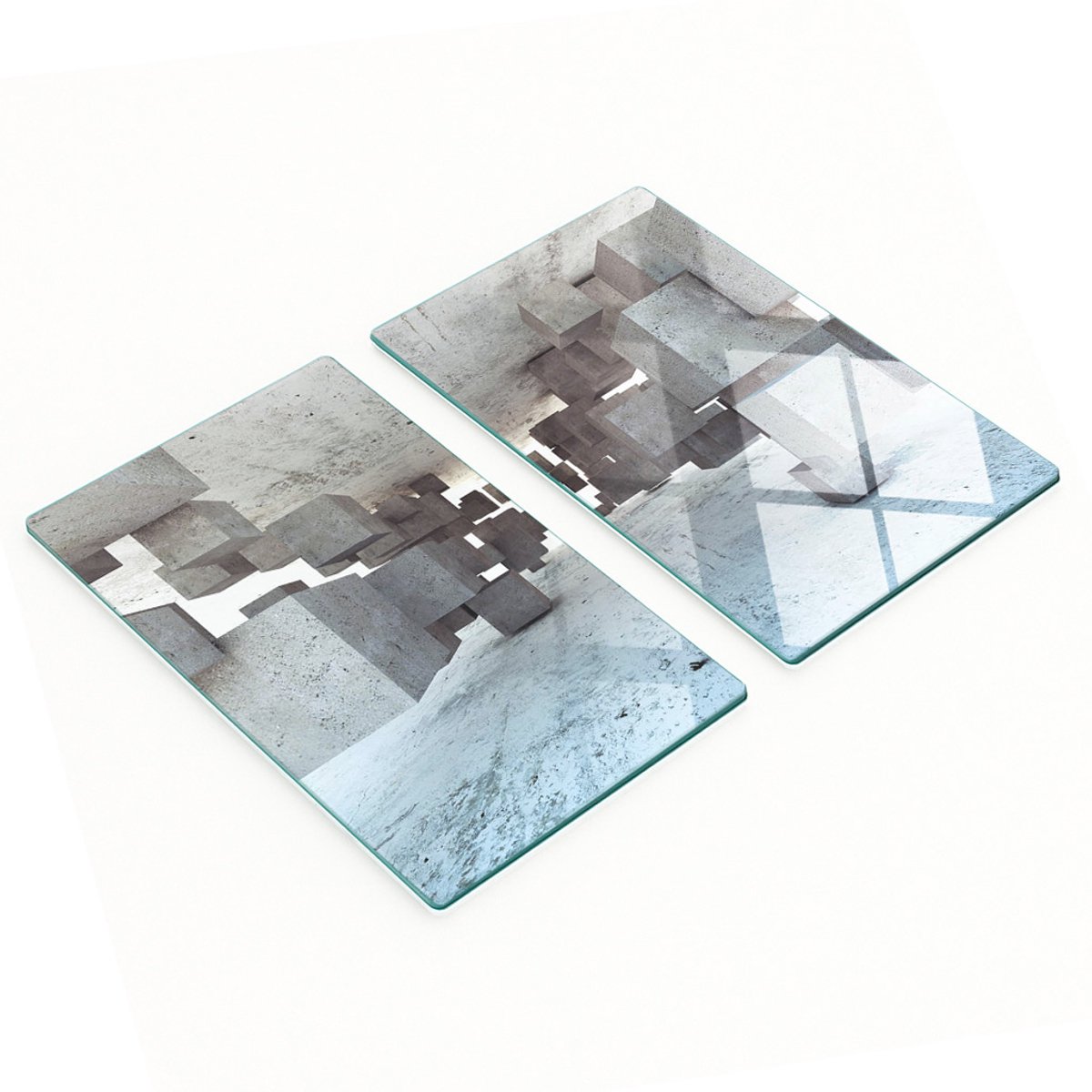 Stijlvolle en duurzame glazen panelen met bedrukte betonnen kubus 2x30x52 cm