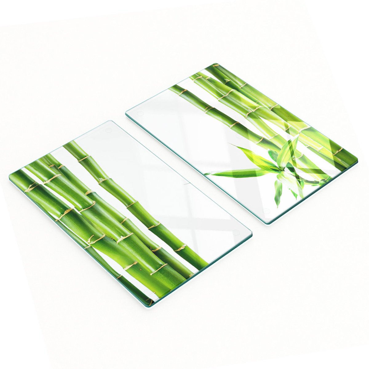 Set van gehard glazen snijplanken met bamboepatroon, 2x30x52 cm
