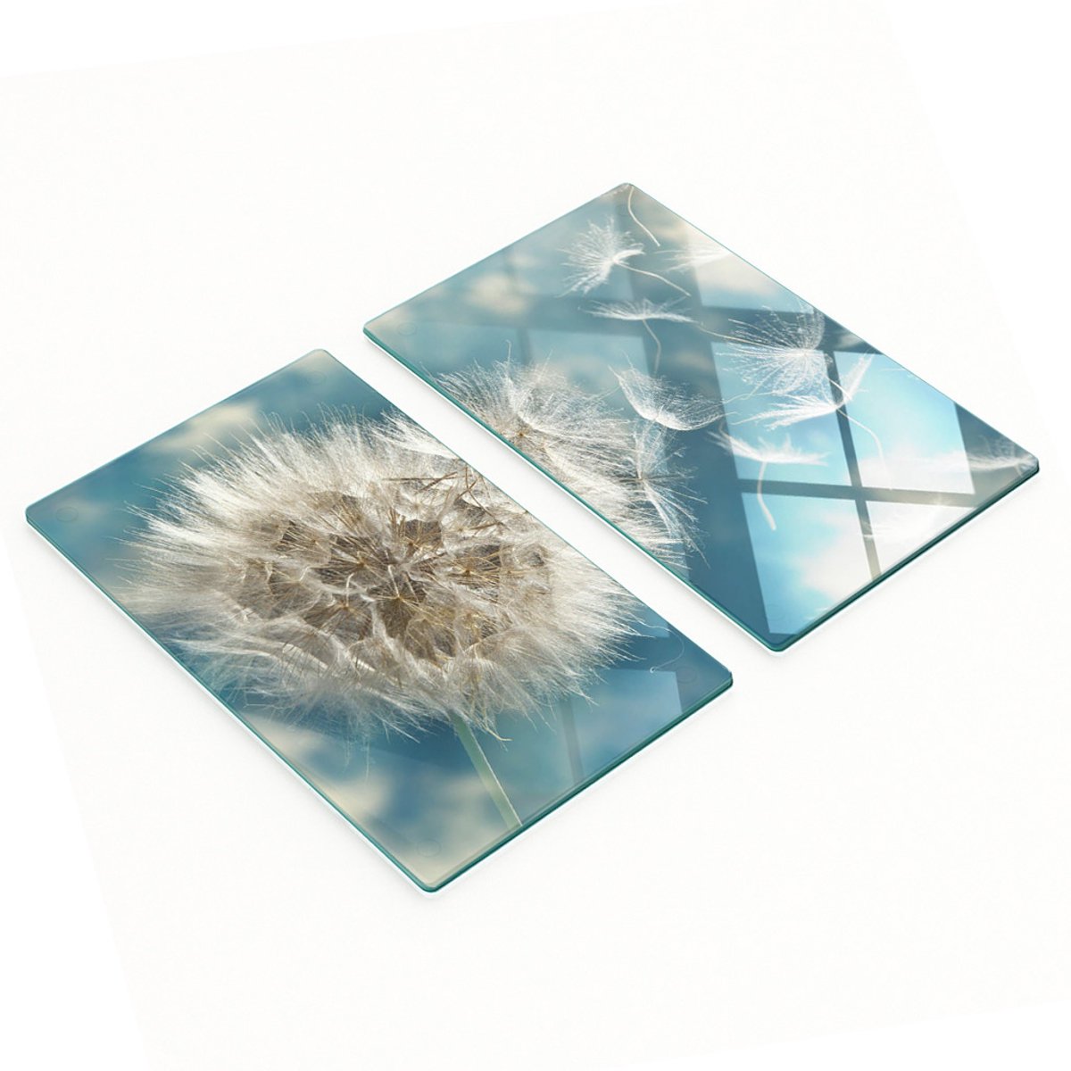 Decoratieve glazen serveerplankjes voor snacks, paardenbloemmotief, 2x30x52 cm