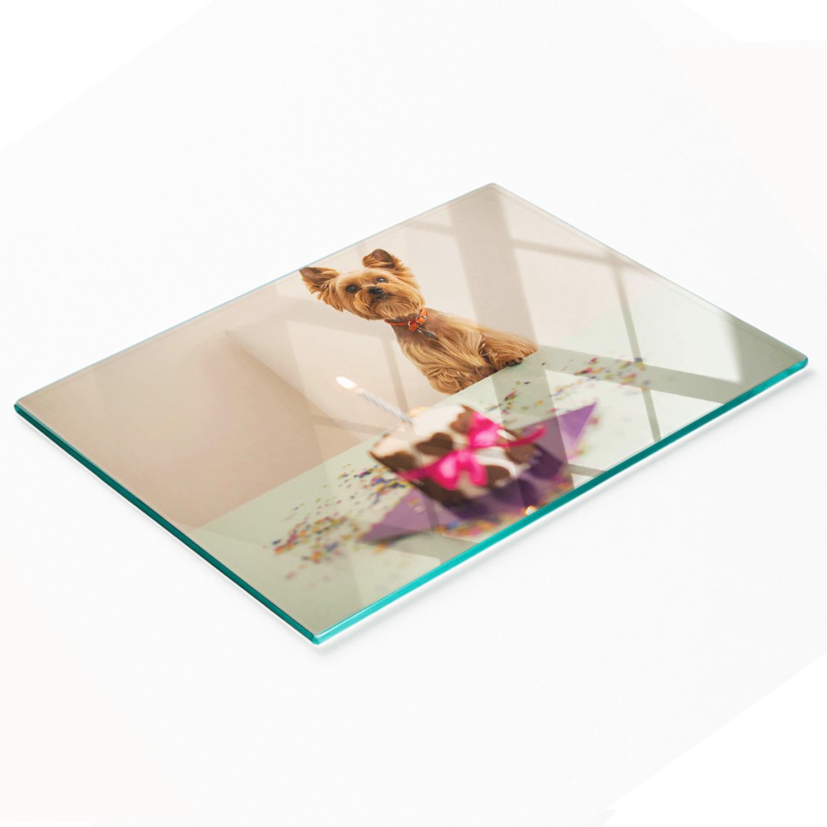 Multifunctionele decoratieve glazen keukenplank voor taart met cake, 80x52 cm