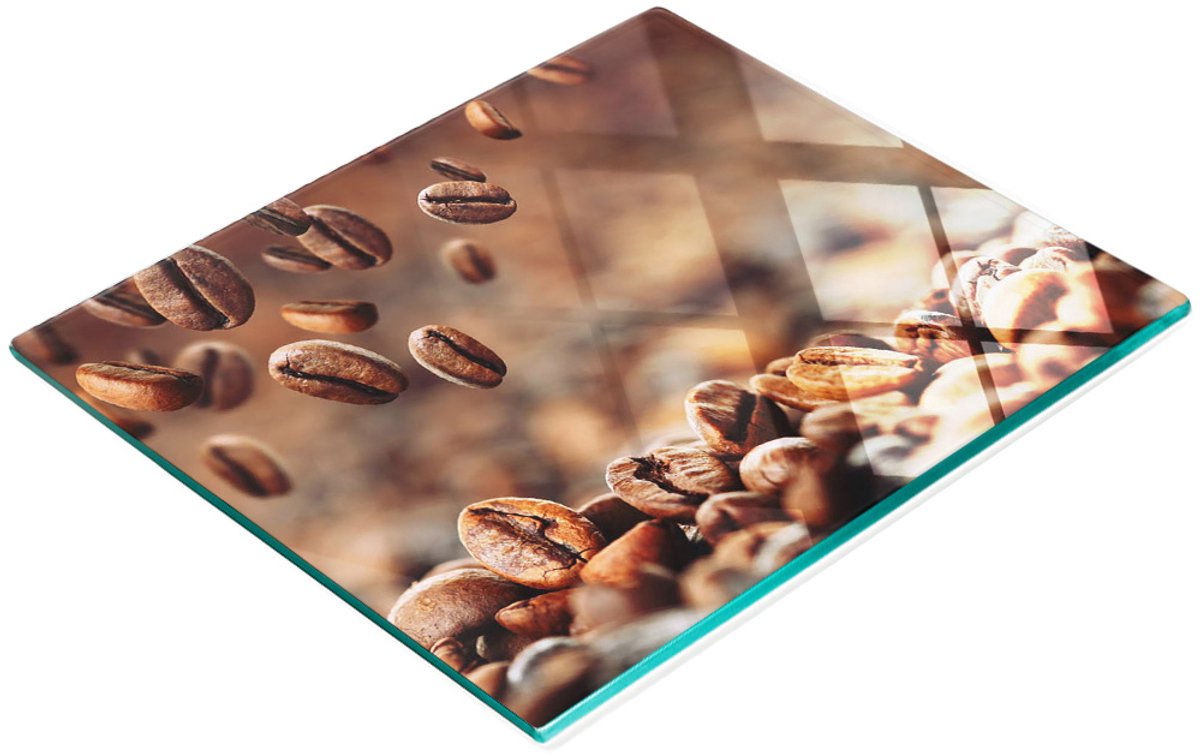Decoratieve serveerplank van glas met koffiebonenmotief, 60x52 cm
