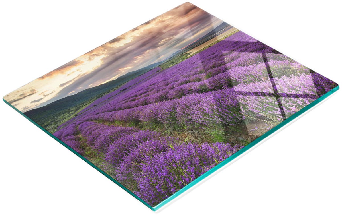 Multifunctionele decoratieve snijplank voor de keuken, gehard lavendelveld, 60x52 cm