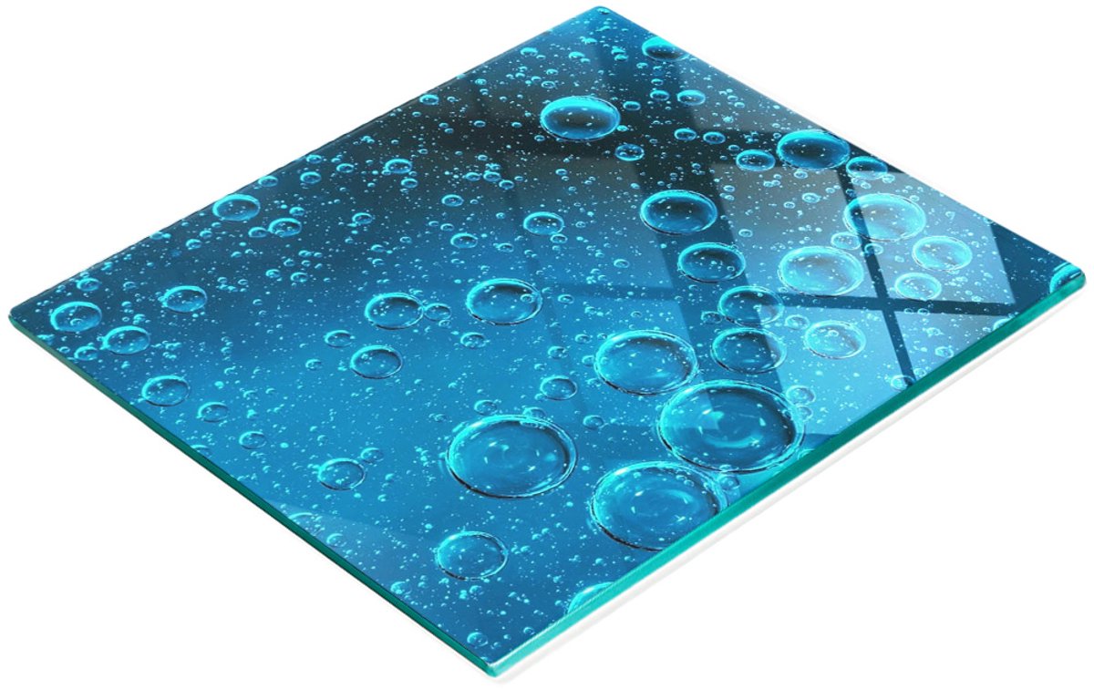 Keukenplank van gehard glas met decoratieve waterbellenprint, 60x52 cm