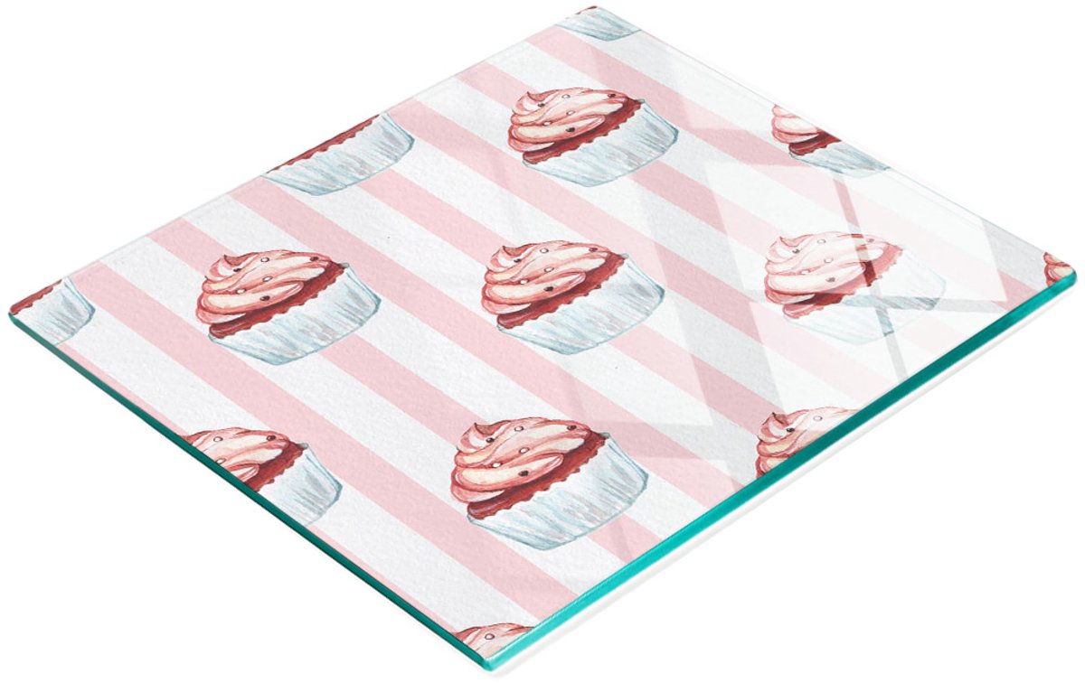 Keukenplank van gehard glas met decoratieve muffinafbeeldingen, 60x52 cm