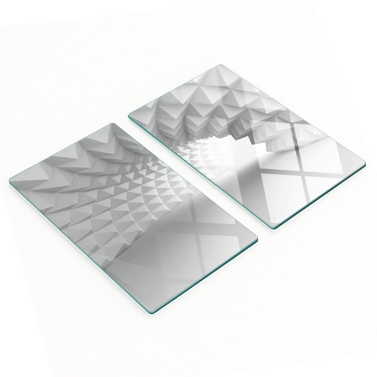 Set van twee glazen keukenplanken met abstracte tunnelvorm, 2x30x52 cm