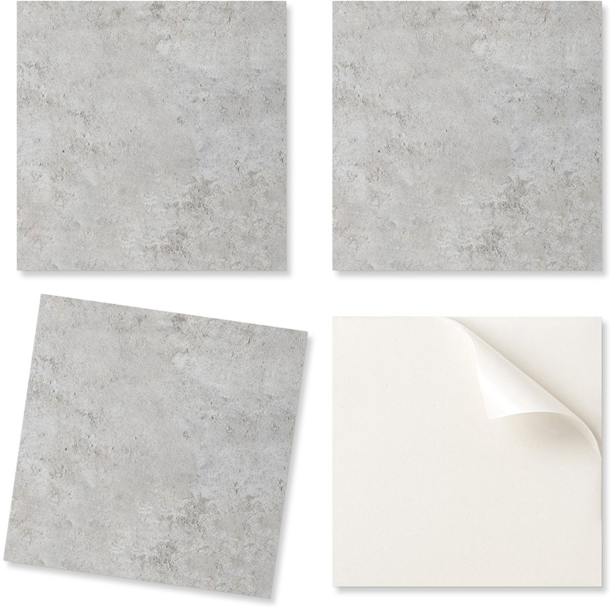 Set zelfklevende vinyltegels met een patroon voor de slaapkamer, ruwe betontextuur, 20x20x20 cm