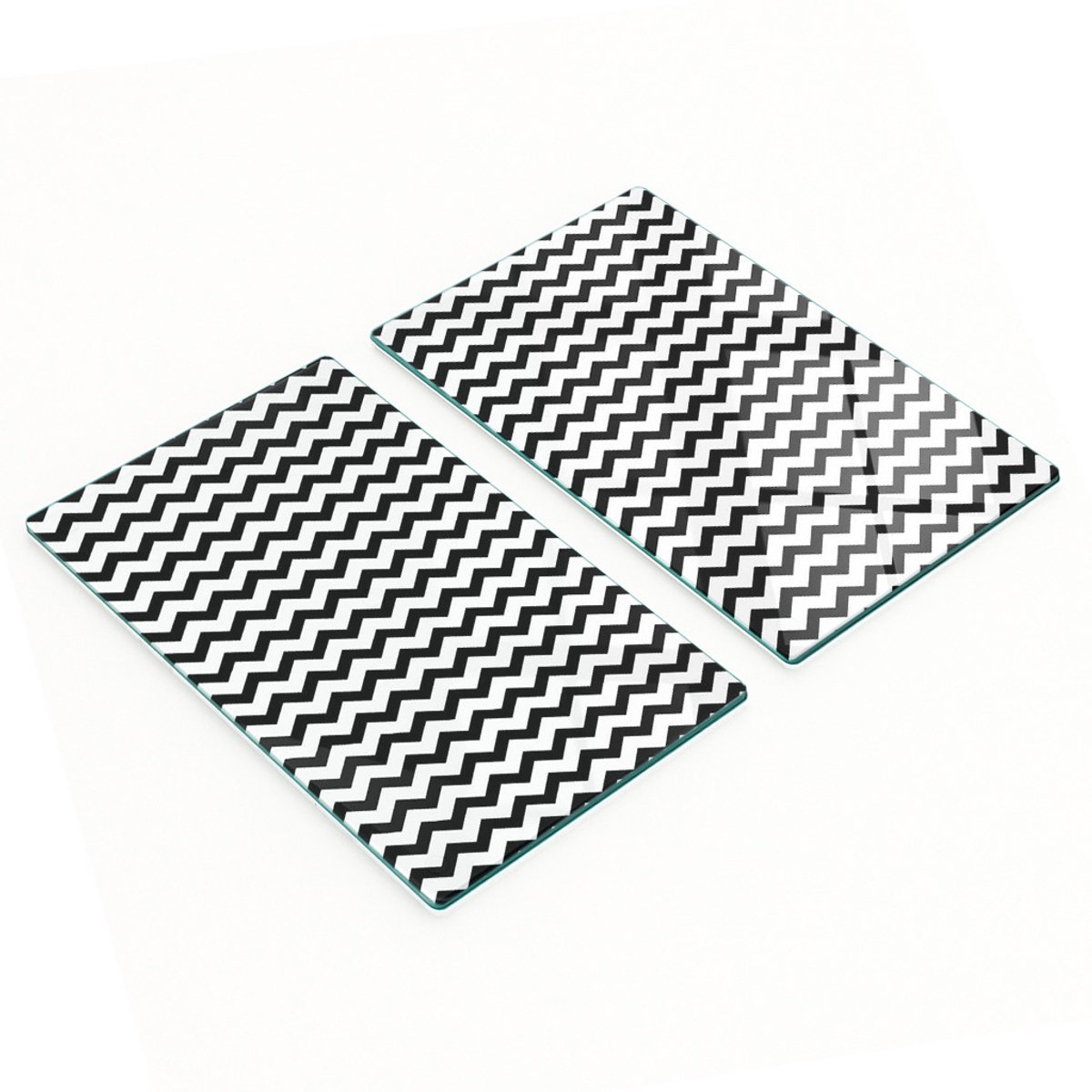 Decoratieve glazen snijplanken met zigzagpatroon, 2x30x52 cm