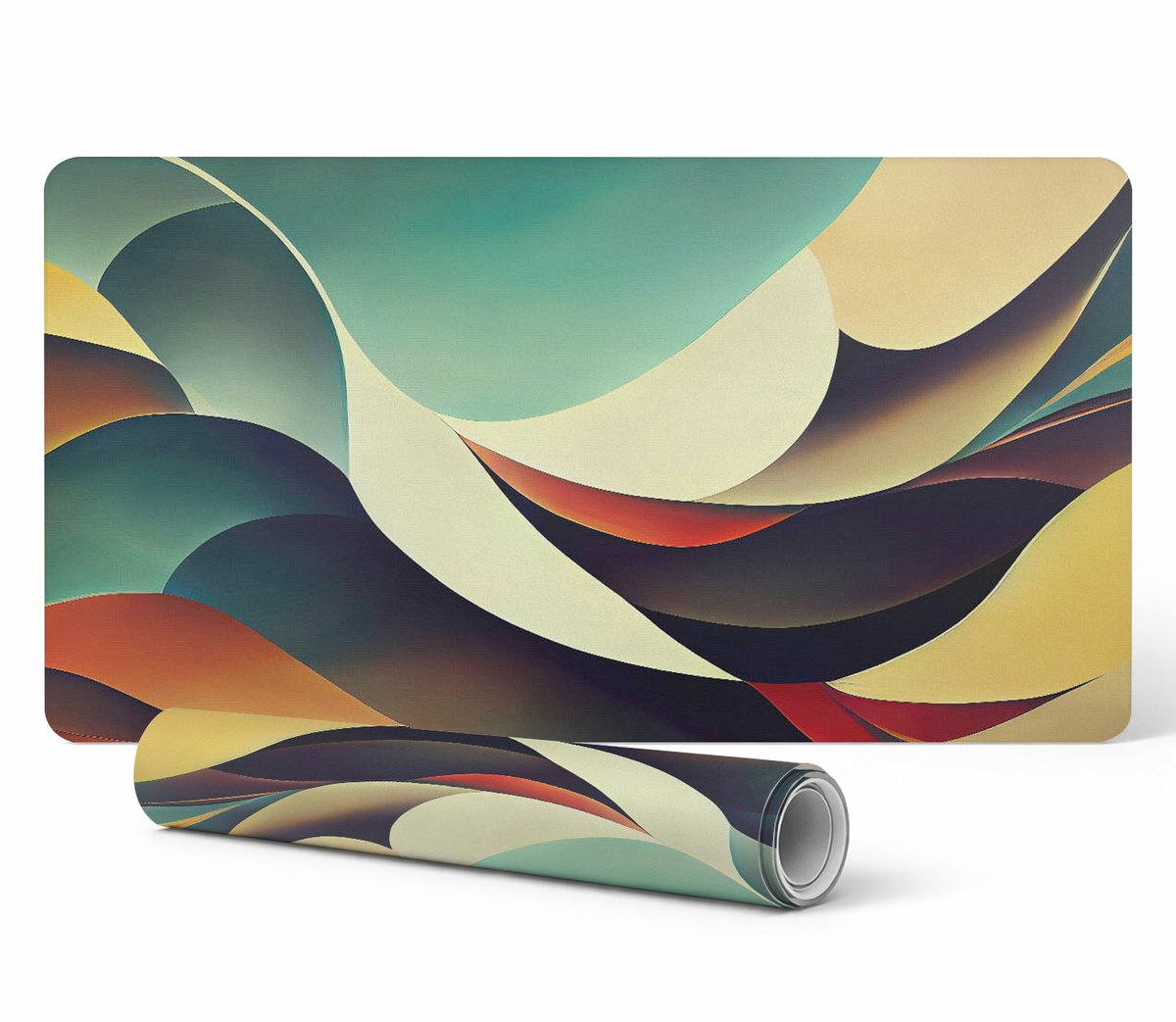 Designer beschermmat voor laptops met abstracte golven, 100x50 cm