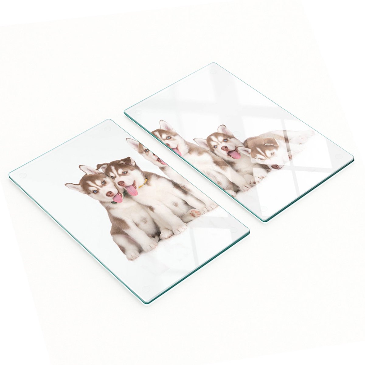 Glazen snijplanken met afbeeldingen van huskypuppy's, 2x30x52 cm